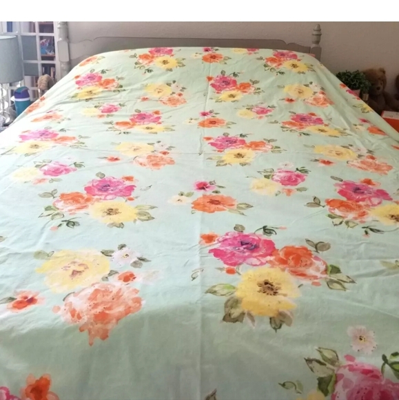 Pottery Barn Junk Gypsy Blue Colorful Spring Blooms Full Queen Duvet Cover - Picture 4 of 7